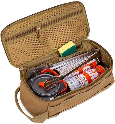 (Tan(13.38''L 5.51''W 5.51''H)) Fishing Tackle Bag Outdoor Camping Cookware Tool Bag Portable Large Capacity Tote