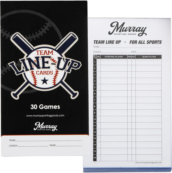 Murray Sporting Goods Baseball/Softball Lineup Cards - 30 Games with 16 Player Roster Lineup Sheet (4-Part Carbon