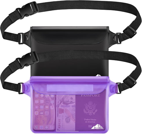 HEETA 2 Pack Waterproof Pouch, Screen Touch Sensitive Dry Bag with Adjustable Waist Strap for Swimming, Fishing, Beach