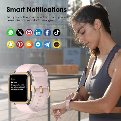 Fitness Tracker Watch with Blood Oxygen, Blood Pressure & Heart Rate Monitor - 50 Meters Waterproof Smart Watch