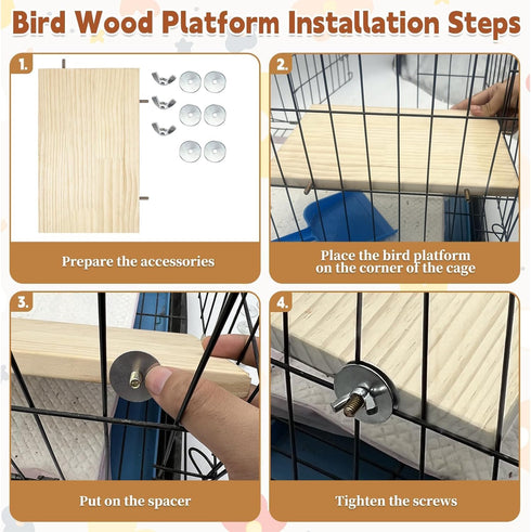 11.8 7.8 Inches 2 kathson x Large Bird Perch, PCS Natural Wooden Parrot Stand Platform, Parakeet Rectangle Stand Perch