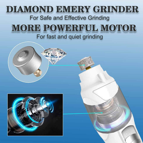 Pet Nail Grinder with LED Light & 2 Grinding Heads, 2-Speed Low Noise Powerful Dog Nail Trimmer for L/M/S Dogs/Cats