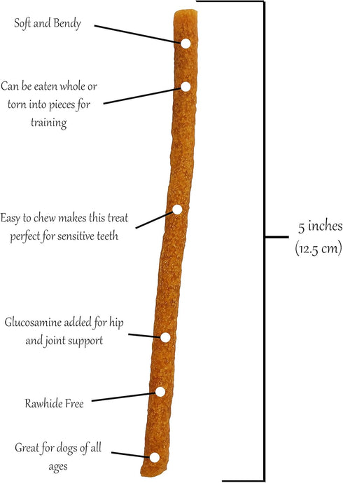 (24oz /1.5lbs) Pack 100 Rena's Recipe Twiggly Chicken Sticks Big (Around Pieces) - Rawhide Free Soft Chicken Jerky