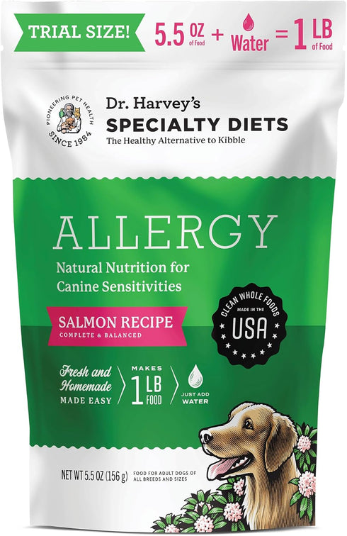 Dr. Harvey's Specialty Diet Allergy Salmon Recipe, Human Grade Dog Food for Dogs with Sensitivities, Trial Size (5.5 Oz)