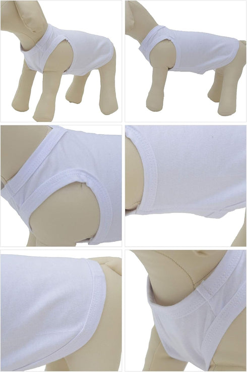 2018 Pet Clothes Dog Clothing - Classic Blank T-shirt Tanks Top Vests for Small, Medium, Large Dogs (XXXL, White)