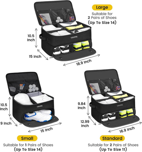 YOREPEK 2 Layer Waterproof Golf Trunk Organizer, Car Locker with Ventilated Compartment for 2 Pair Shoes