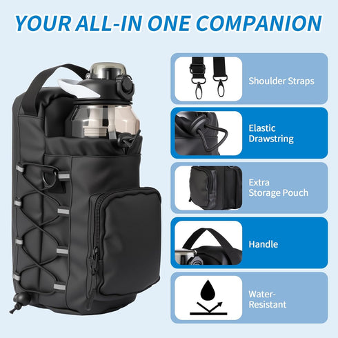 Xan Concept Magnetic Gym Bag for Men and Women,Water Bottle Bag with Phone Pockets & Shoulder Strap,Powerful Magnet Gym