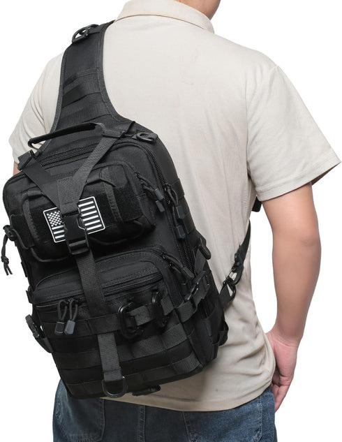 Lemubeane Backpack Pack Pack Tactical Sling Bag Military Rover Shoulder Sling EDC Molle Range Bag Crossbody Chest