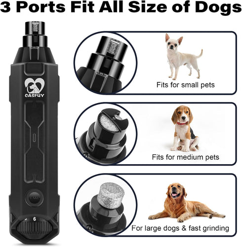 6-Speed Trimmer Casfuy Dog Nail Grinder - Newest Enhanced Pet Nail Grinder Super Quiet Electric Dog Nail Rechargeable
