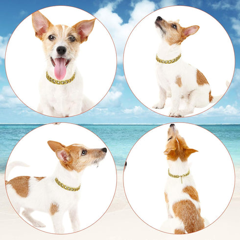 2 Pieces Gold Dog Link Chain Necklace, ABS Plastic Golden Collar Chain for Dogs, Puppy Costume (10 Inch (25+7 cm))