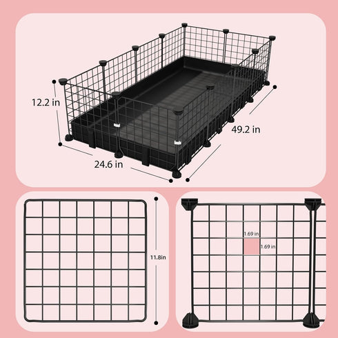 Cages,49.2x24.6x12.2inch Hamster,Bunny,Hedgehog,Chinchilla,Ferret,Indoor Panels-12pcs Small Animal Playpen