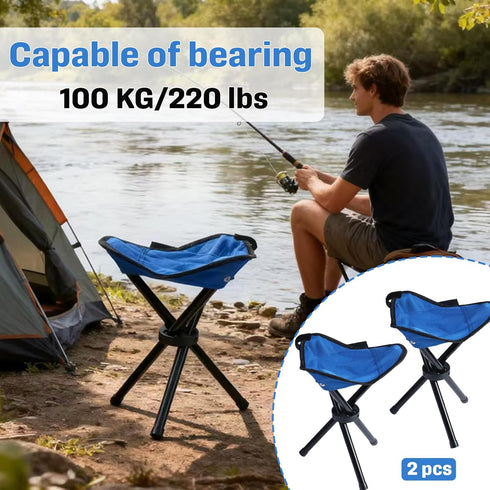 Stitokg 2 12 Inch 220 lbs PCS Travel Folding Camping Stool, Tripod Seat, Max Weight Outdoor Portable Chair, Lightweight
