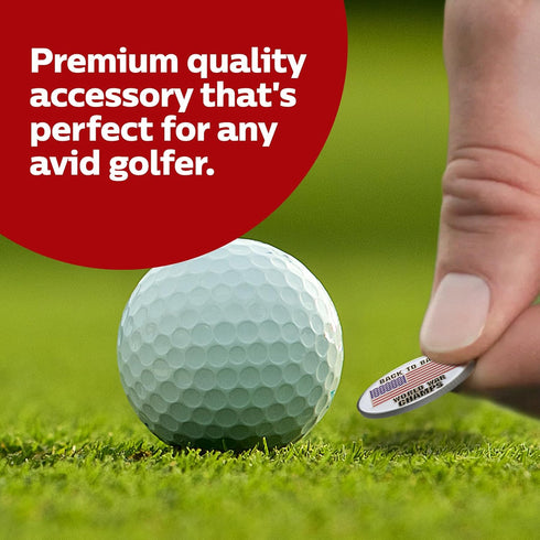 Value Pack of 3 Back to Back World War Champs Golf Ball Markers, Magnetic American Flag Golf Ball Markers