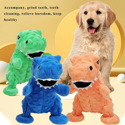 LWBMG Squeaky Dog Toys Stuffed Dog Toys Cute Dinosaur Plush Dog Toy with Crinkle Paper Durable Dog Chew Toys for Small