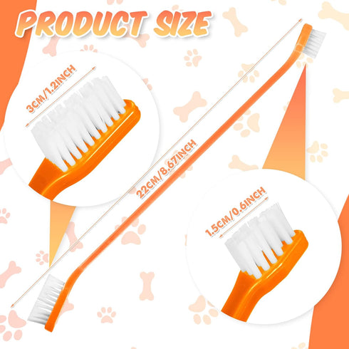 100 Count 10 Potchen Dog Toothbrush Bulk Dual Headed Pet Toothbrush Kit Soft Bristles Long Handle Double Sided for Dog