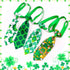 32pcs St. Patrick's Day Dog Collar Bows Ties, Adjustable Holiday Green Basic Dog Collars, Bulk Clover Lucky Pattern