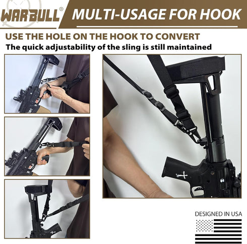 Quick Adjust 2 Point Rifle Sling with HK Hook, Soft Shoulder Pad, Traditional Sling for Rifle, Shotgun, Camera,