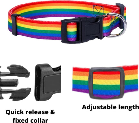 Rainbow Pet Collars for Dogs and Cats, LGBTQ Accessories, Gay Pride Pride Flag Collar, Large Size