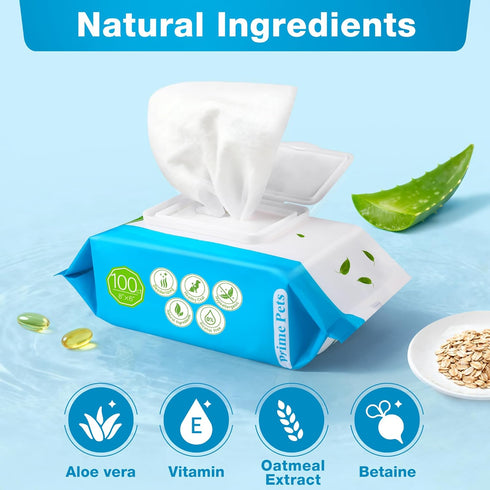 600 Count, 100% Prime Pets Dog Wipes for Paws and Butt, Pet Wipes for Dogs & Cats, Fragrance Free, Deodorizing Puppy