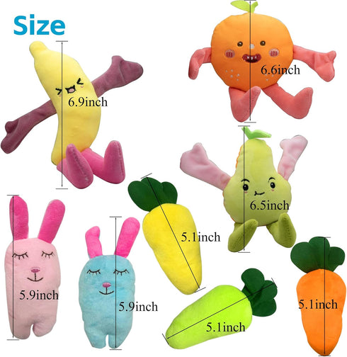 Cute Carrot Fruits Dog Squeaky Toys, Dog Toy for Pet Puppy Small Dog - Pack of 13