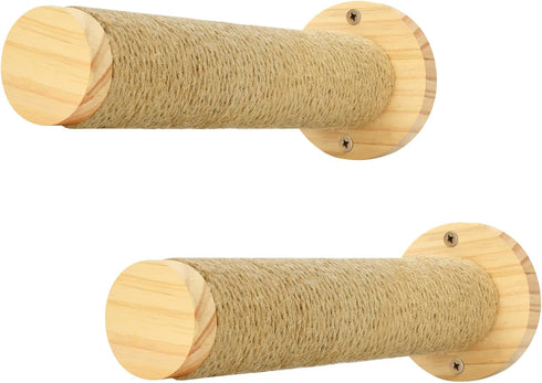 Cat Wall Steps, 11.8 Inch Wall Mounted Cat Stairs with Jute Rope Scratching Shelf (2 Pack)