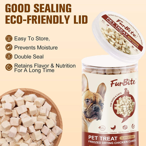 FurBite Freeze Dried Chicken Breast Treats for Dogs and Cats, Pet Training Dehydrated Snack for Dogs,Natural Single