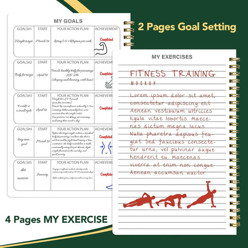 Man8.5" 6" Thboxes Workout & Fitness Journal for Woman x Daily Exercise Log Notebook Personal Health Meal Planner