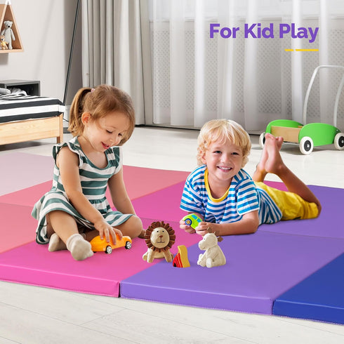 Matladin 76"L 30"W 1.5"Th Folding Gymnastics Gym Exercise Aerobics Mat, x x Folding Exercise Mat, Easy to Clean PU