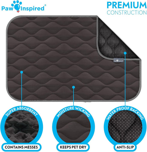Paw Inspired Washable Padded Crate Mats for Dogs | 41” x 28” Pad, Fits 42-inch Kennels, Leakproof Waterproof Bottom,