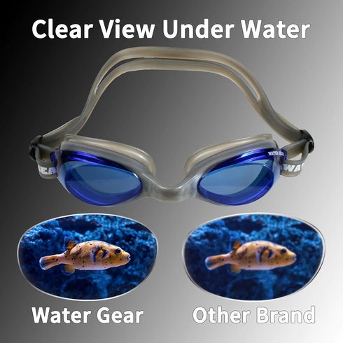 Water Gear Racer Anti-Fog Swimming Goggles, Great for Pool and Diving, Unisex