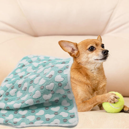1 Pack 3 Puppy Blankets Fluffy Fleece Warm Sleep Mat with Love Print for Small Dogs & Cats, Mix Love-Small (23"x15")
