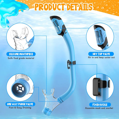Kids Snorkel Set, Dry Top Snorkeling Gear Combo Set, Diving Snorkel Mask & Swimming Goggles for Youth