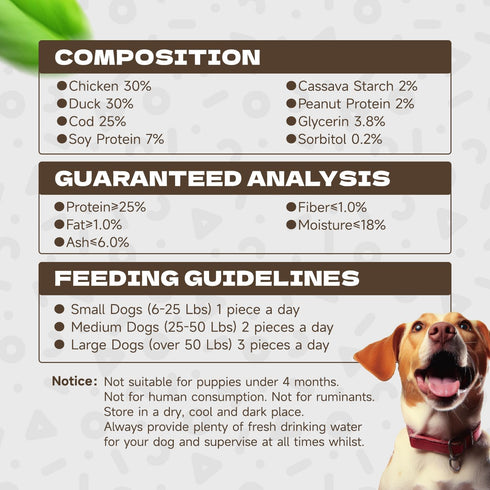 10.58oz Triple Flavor Dog Jerky Treats, Real Chicken Duck and Cod Twist Strips Dog Training Treats Snacks Healthy