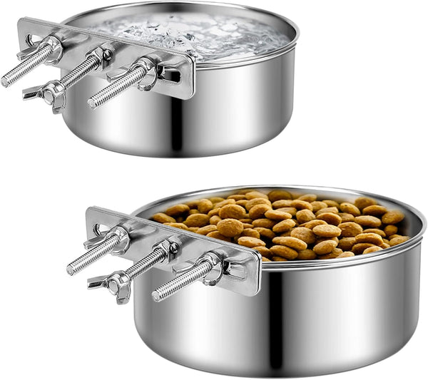 ShineMe Small Dog Bowls, 2 Pack Stainless Steel Pet Bowls for Crate, Non Spill Food & Water Bowls for Pets