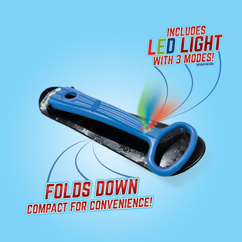 Geospace Winter Fun Ski Skate - Foldable Snow Scooter, Kids Snowboard with LED Light, Multi-Purpose Portable Sled