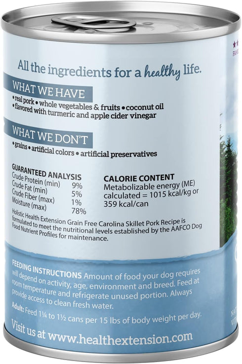 Health Extension Wet Dog Food Geo Carolina Skillet Pork Recipe, 12.5 oz, All Life Stages, Non-GMO
