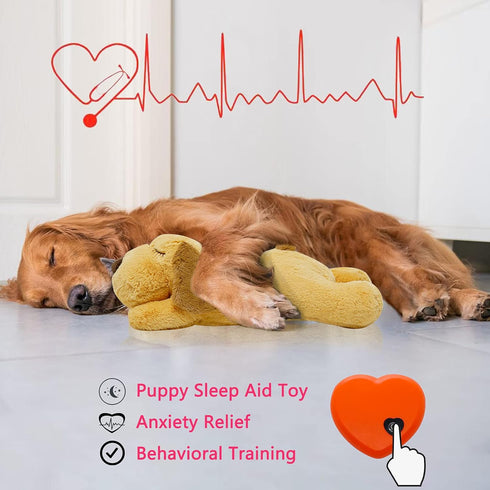 Dog Heartbeat Toy for Anxiety Relief, Soft Plush Calming Companion Pillow for Dogs and Puppies