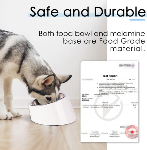 Super Design Mess Free Slanted Dog Bowl, 15° Tilted Non-Skid Feeder for Dogs and Cats, White, 0.5 Cup
