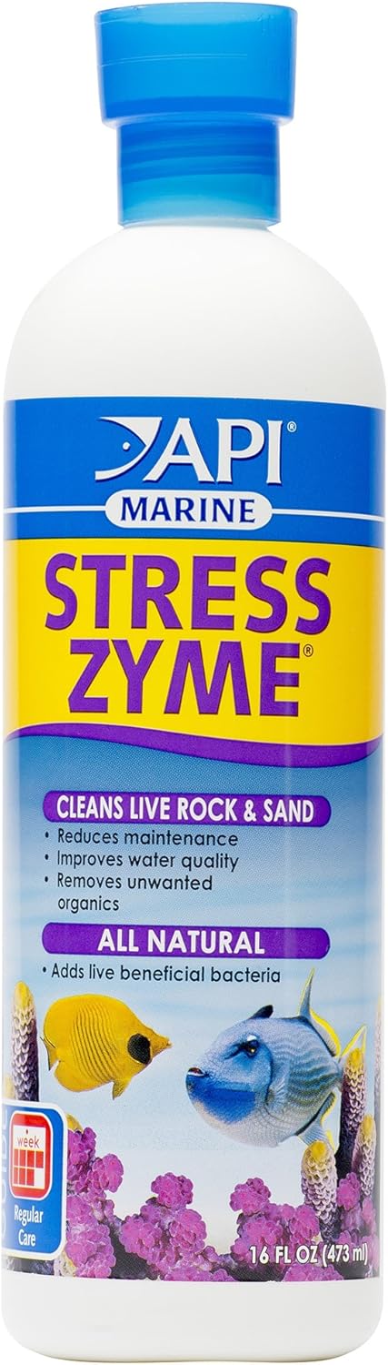 API Marine Stress Zyme Saltwater Aquarium Cleaning Solution, 16-Ounce Bottle