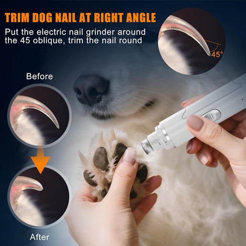 2-Speed Trimmers Dog Nail Grinder Quiet - Professional Dog Nail Grinder with Guard, Rechargeable & Painless Dog Nail