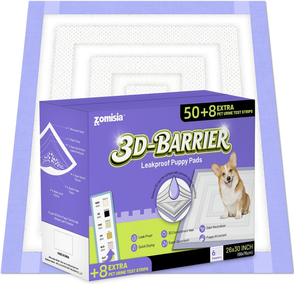 ZOMISIA 3D-Barrier Puppy Pee Pads for Dogs, 12 Cups Absorb & Rise