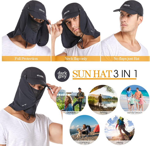 icolor Foldable Fishing Hat Sun Cap - Men Women UPF50+ Sun Protection Baseball Golf Ponytail Hats