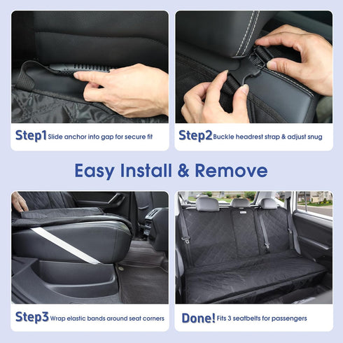 900D 3 ALLANSING Upgraded Heavy Duty Dog Back Bench Seat Cover, Car Seat Protector, Fits Compact Cars & SUVs, Seatbelts