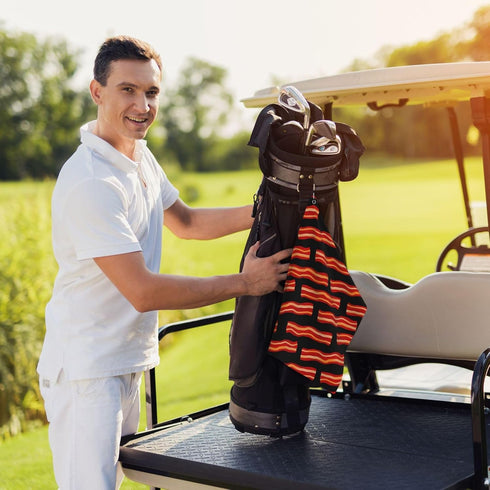 Cghjklzxv 24"X16" Tasty Bacon Strips Quick Dry Golf Towel with Carabiner - Absorbent Sports Towel for Men & Women