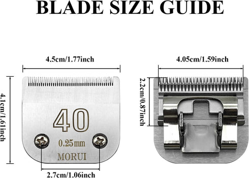 40 Cut Length 1/100" Detachable Pet Dog Clipper Blades, UltraEdge Series, Compatible with Andis and Oster