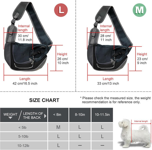 Dog Sling Carrier for Small Dogs and Cats, Breathable Mesh Hand-Free Bag for Traveling and Hiking (Medium, Black)