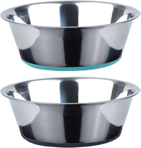 PEGGY11 Deep Stainless Steel Anti-Slip Dog Bowls, 2 Pack, 8 Cups Each