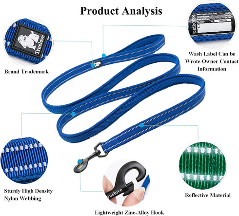Truelove 110cm Reflective Dog Leash, Puppy Walking Lead, Padded Pet Chain Rope TLL2111, Royal Blue, S