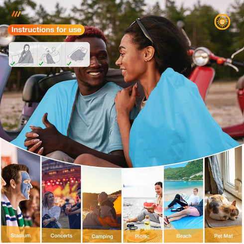 Outdoor Waterproof Camping Blanket, Hooded Fleece Windproof Blanket for Cold Weather Events