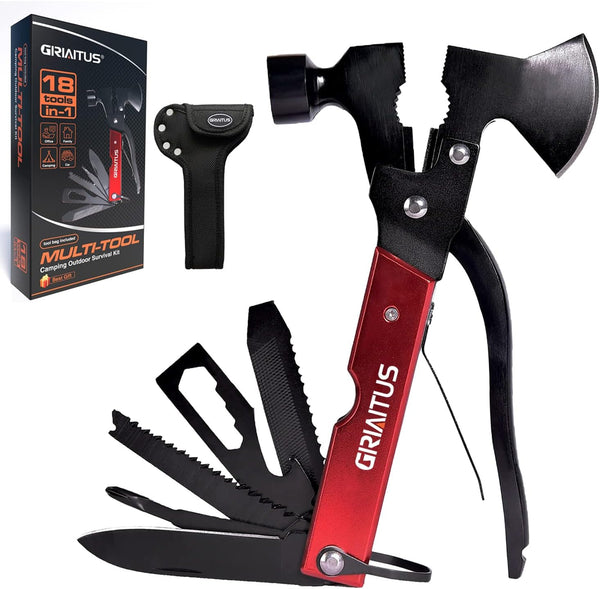Multitool Camping Accessories, 14 in 1 Camping Kit with Axe, Hammer, Saw, Screwdrivers, Pliers, Unique Gifts for Men